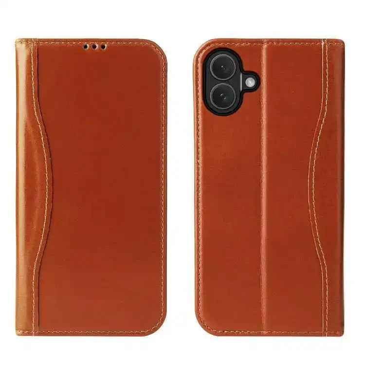 Fierre Shann Cowhide Leather Flip Leather Phone Case