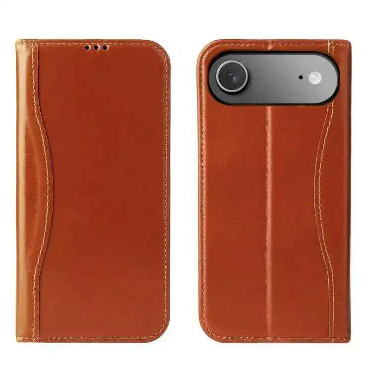 Fierre Shann Cowhide Leather Flip Leather Phone Case
