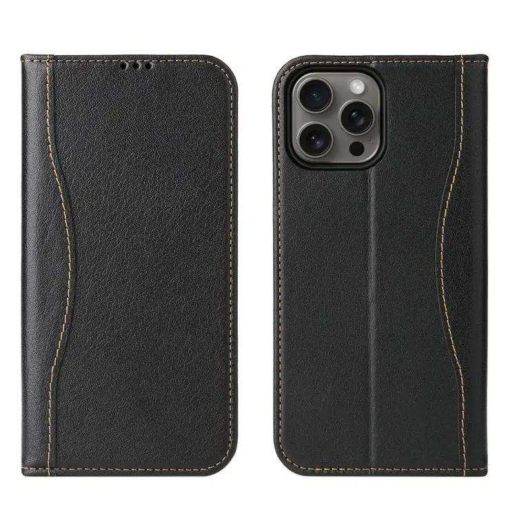 Fierre Shann Cowhide Leather Flip Leather Phone Case FIERRE SHANN