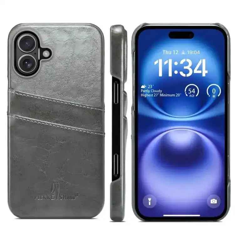 Fierre Shann Retro Oil Wax Texture Card Slots PU Leather Phone Case