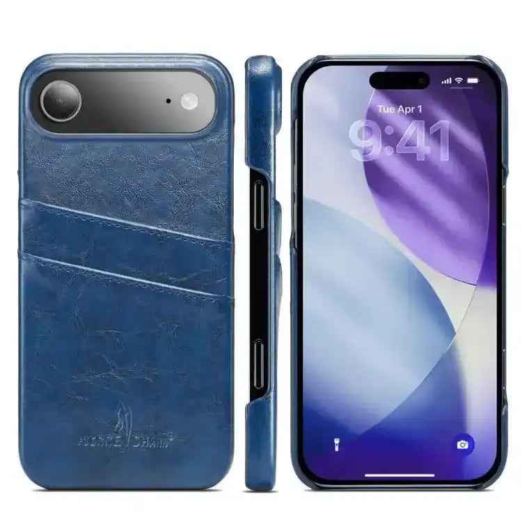 Fierre Shann Retro Oil Wax Texture Card Slots PU Leather Phone Case