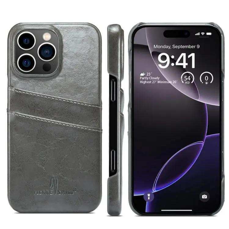 Fierre Shann Retro Oil Wax Texture Card Slots PU Leather Phone Case FIERRE SHANN