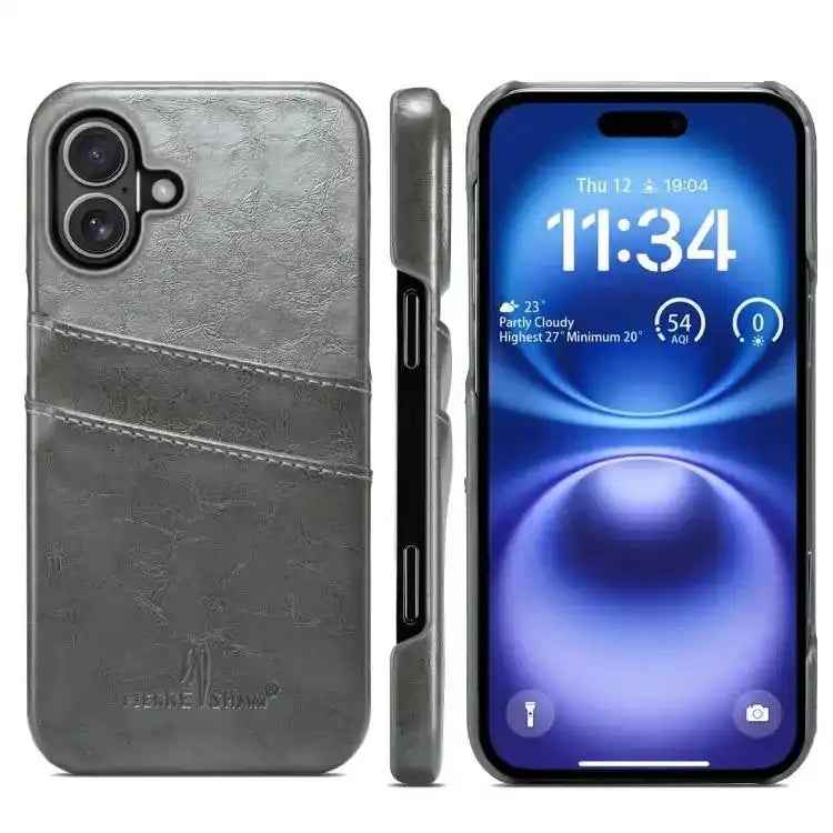 Fierre Shann Retro Oil Wax Texture Card Slots PU Leather Phone Case