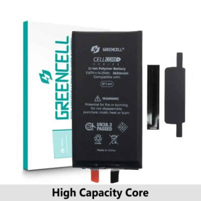 Greencell Core Series- High Capacity 3650mAh iPhone 14 Replacement Battery Core with Adhesive Strips