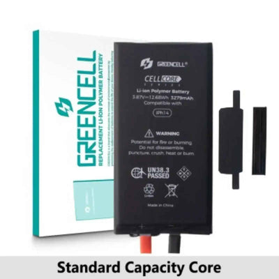 Greencell Core Series- Standard Capacity 3279mAh iPhone 14 Replacement Battery Core with Adhesive Strips
