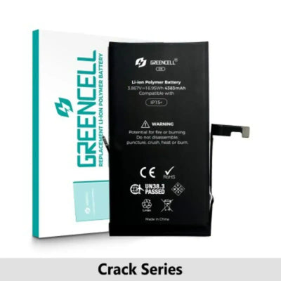 Greencell Crack Series- iPhone 15 Plus CRACK Battery with Adhesive Strips 4383mAh No Need Soldering & No Need Tag-on GREENCELL