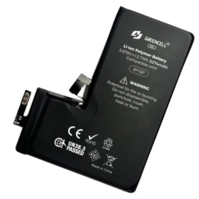 Greencell Crack Series- iPhone 15 Pro CRACK Battery with Adhesive Strips 3274mAh No Need Soldering & No Need Tag-on GREENCELL