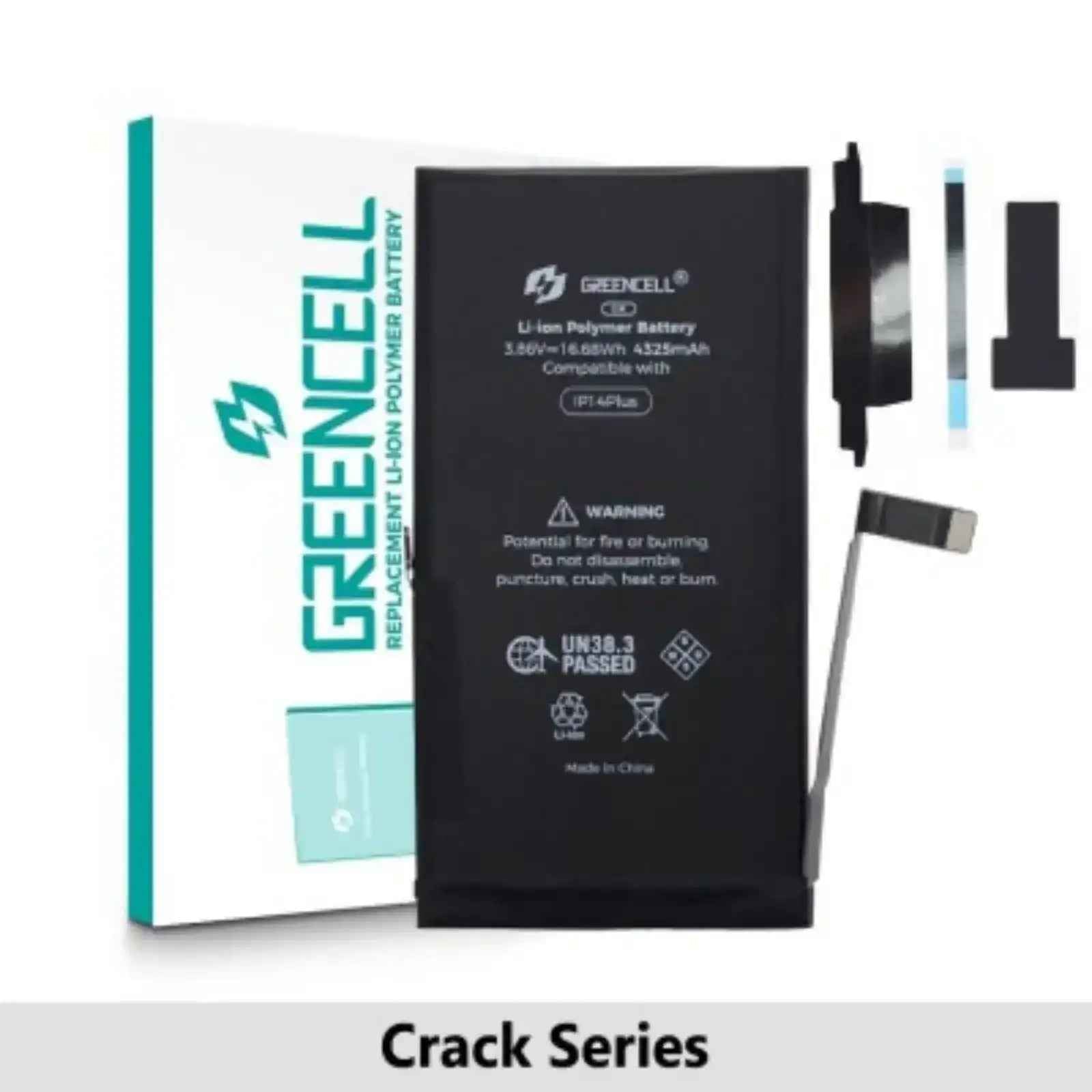 Greencell Cracked Series- iPhone 14 Plus CRACK Battery with Adhesive Strips 4325mAh No Need Soldering & No Need Tag-on