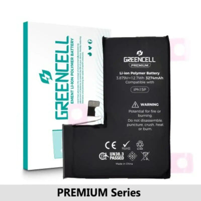 Greencell PREMIUM Series- iPhone 15 Pro Replacement Battery with Adhesive Strips 3274mAh Original Chip & Cell Best Quality in the Market GREENCELL