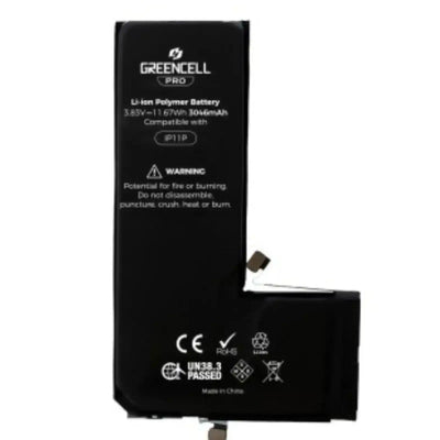 Greencell PRO Series- iPhone 11 Pro Replacement Battery with Adhesive Strips 3046mAh TI chip -27546-A3 IC & Original Cell GREENCELL