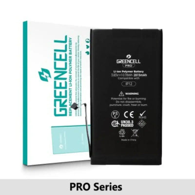 Greencell PRO Series- iPhone 12 / 12 Pro Replacement Battery with Adhesive Strips 2815mAh TI chip -27546-A3 IC & Original Cell GREENCELL