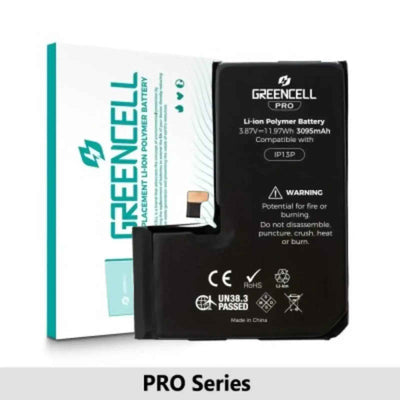 Greencell PRO Series- iPhone 13 Pro Replacement Battery with Adhesive Strips 3095mAh TI chip -27546-A3 IC & Original Cell