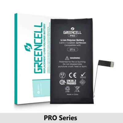 Greencell PRO Series- iPhone 14 Replacement Battery with Adhesive Strips 279mAh TI chip -27546-A3 IC & Original Cell