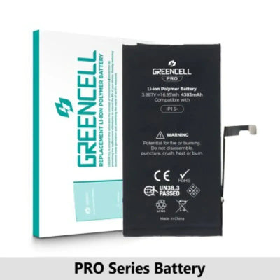 Greencell PRO series- iPhone 15 Plus Replacement Battery with Adhesive Strips 4383mAh TI chip -27546-A3 IC & Original Cell GREENCELL