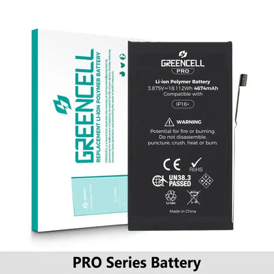 Greencell PRO series-iPhone 16 Plus Replacement Battery with Adhesive Strips 4674mAh (TI chip -27546-A3 IC & Original Cell) GREENCELL