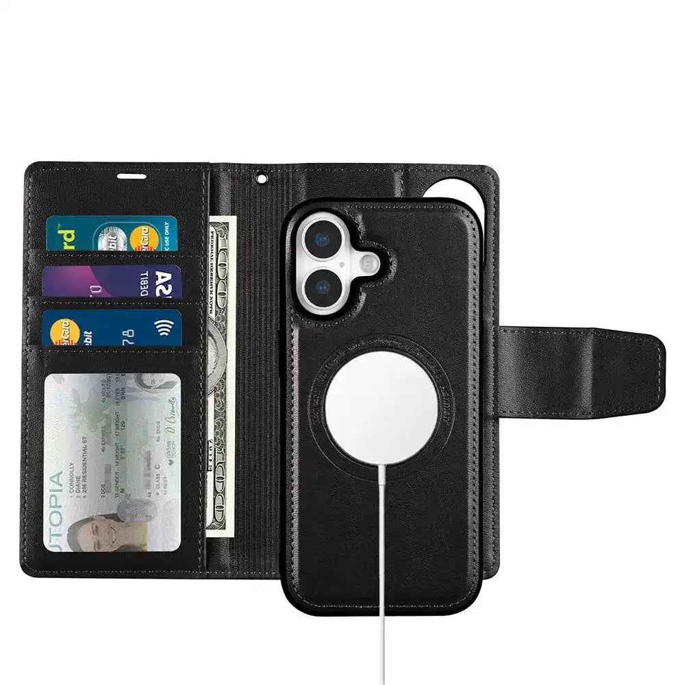 Hanman 2 in 1 Detachable Flip Leather Wallet Case With Magnetic Ring for iPhone 17