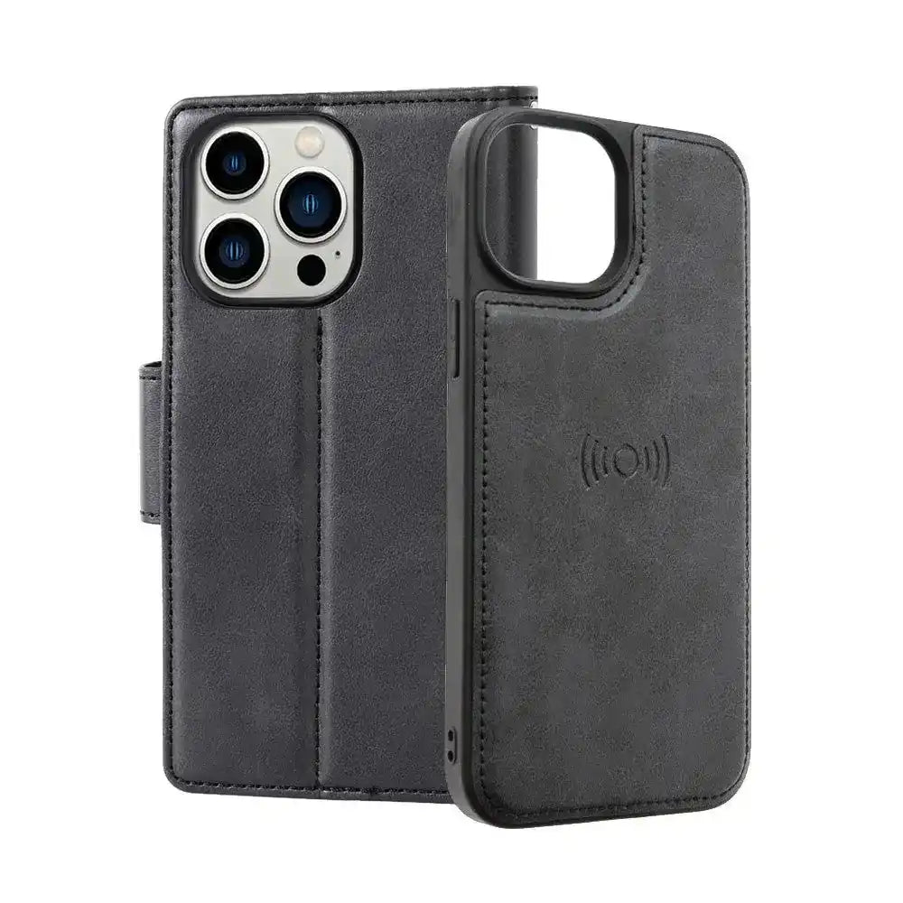 Hanman 2 in 1 Detachable Magnetic Flip Leather Wallet Cover Case for iPhone 16 Hanman
