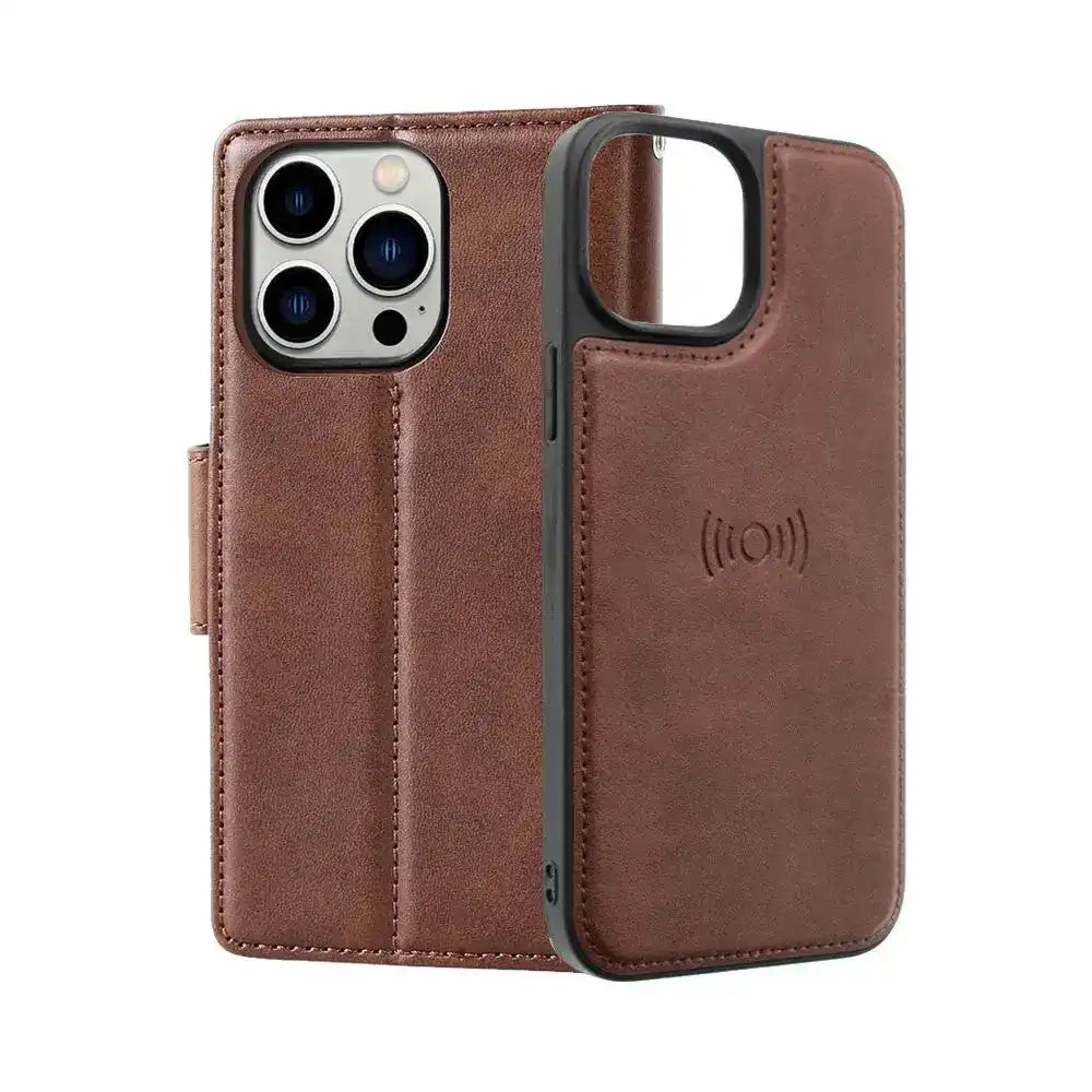 Hanman 2 in 1 Detachable Magnetic Flip Leather Wallet Cover Case for iPhone 16 Hanman