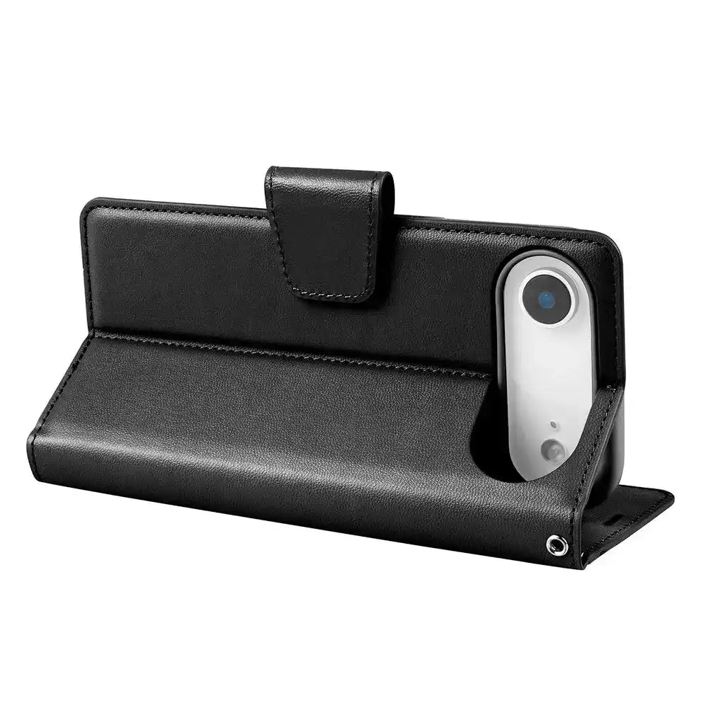 Hanman PU Flip Leather Wallet Case for iPhone 17 Air-Black Hanman