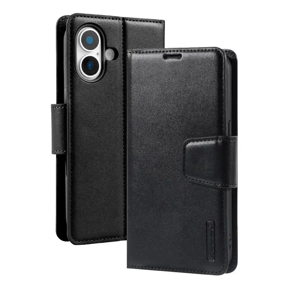 Hanman PU Flip Leather Wallet Case for iPhone 17-Black Hanman