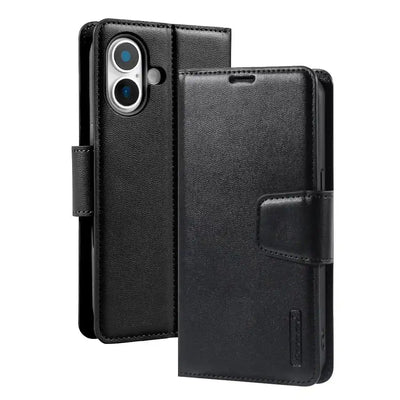 Hanman PU Flip Leather Wallet Case for iPhone 17-Black Hanman