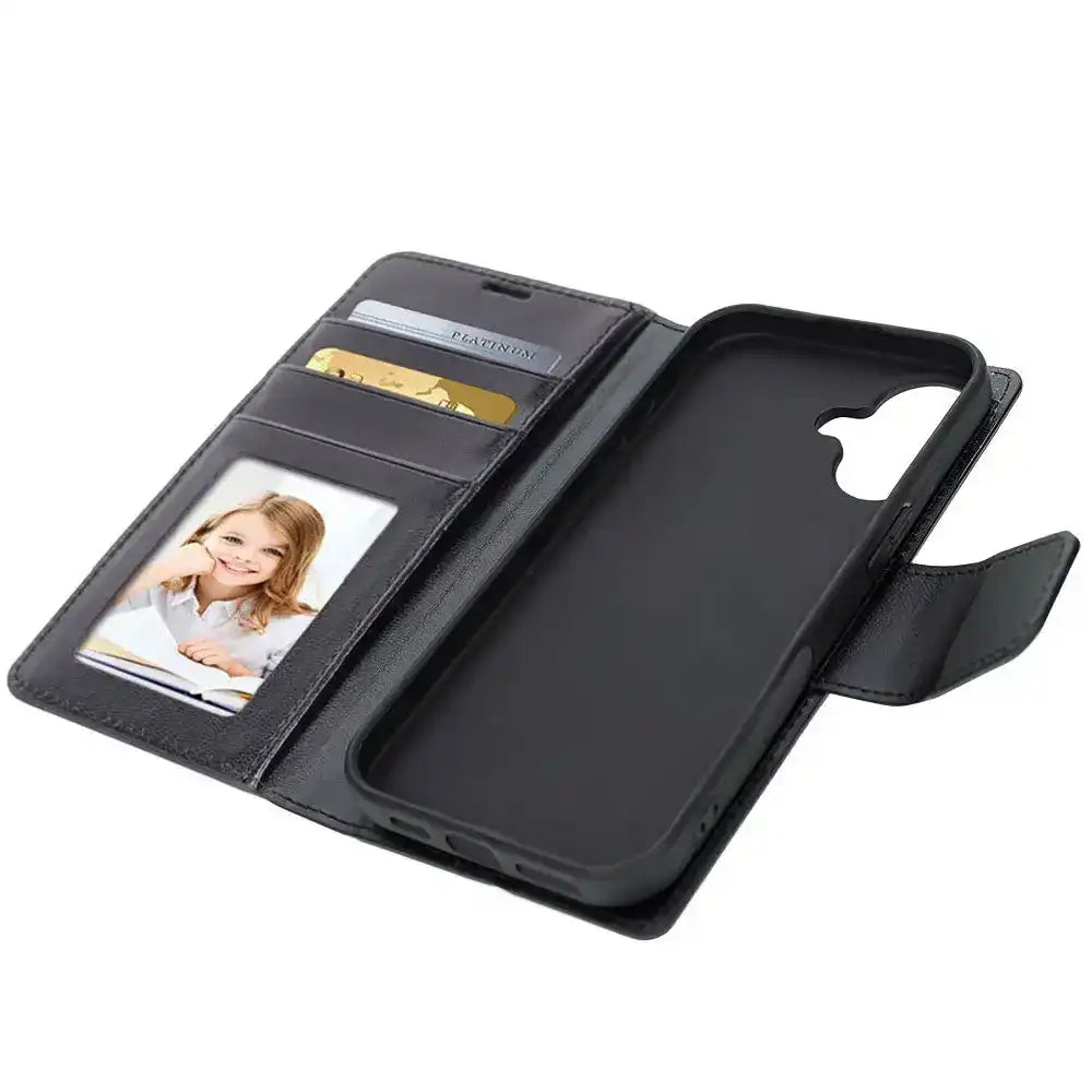 Hanman PU Flip Leather Wallet Case for iPhone 17 Pro-Black Hanman