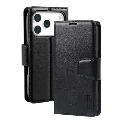 Hanman PU Flip Leather Wallet Case for iPhone 17 Pro-Black Hanman