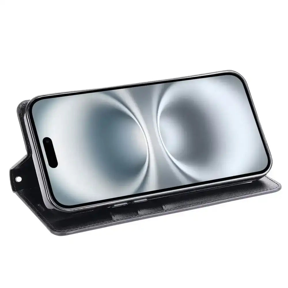 Hanman PU Flip Leather Wallet Case for iPhone 17 Pro Max-Black Hanman