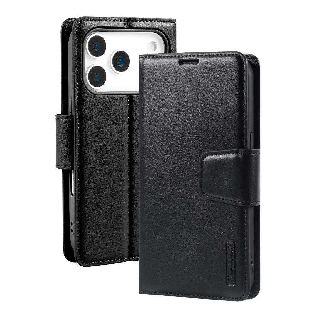 Hanman PU Flip Leather Wallet Case for iPhone 17 Pro Max-Black Hanman
