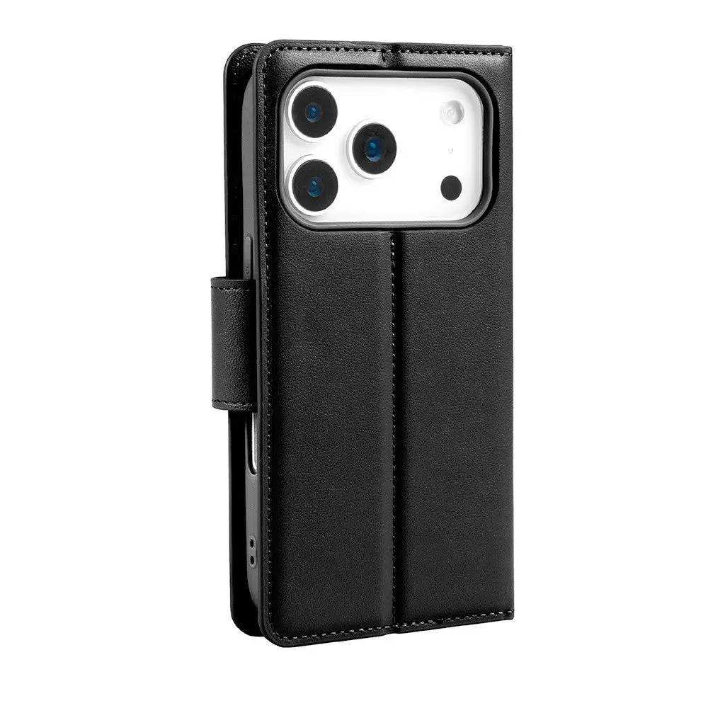 Hanman PU Flip Leather Wallet Case for iPhone 17 Pro Max-Black Hanman