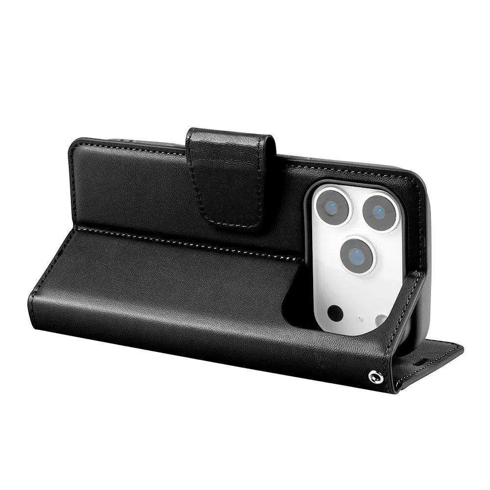 Hanman PU Flip Leather Wallet Case for iPhone 17 Pro Max-Black Hanman