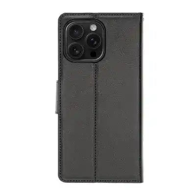 Hanman PU Flip Leather Wallet Cover Case for iPhone 16 Pro-Black Hanman