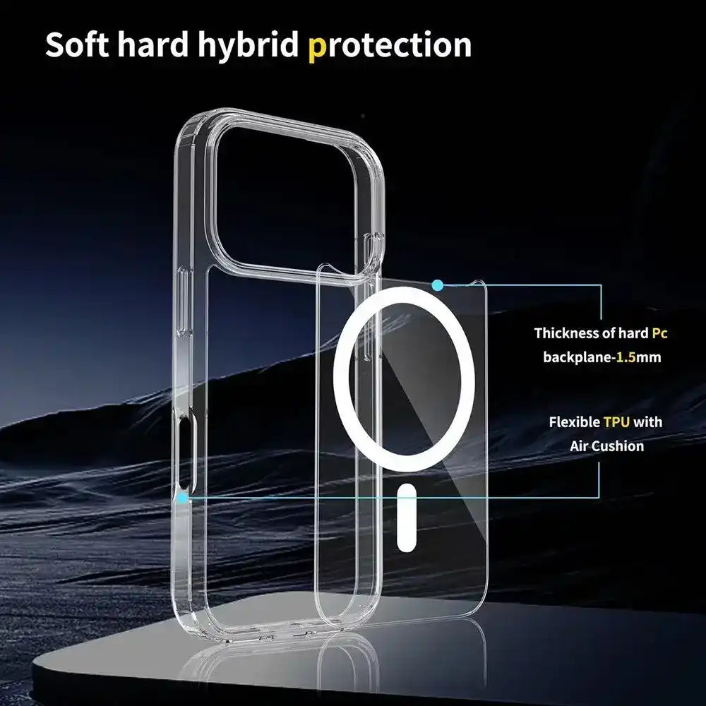High Quality Acrylic + TPU Hybrid Transparent Case Cover With Magnetic Ring for iPhone 17 Pro Max Redefine