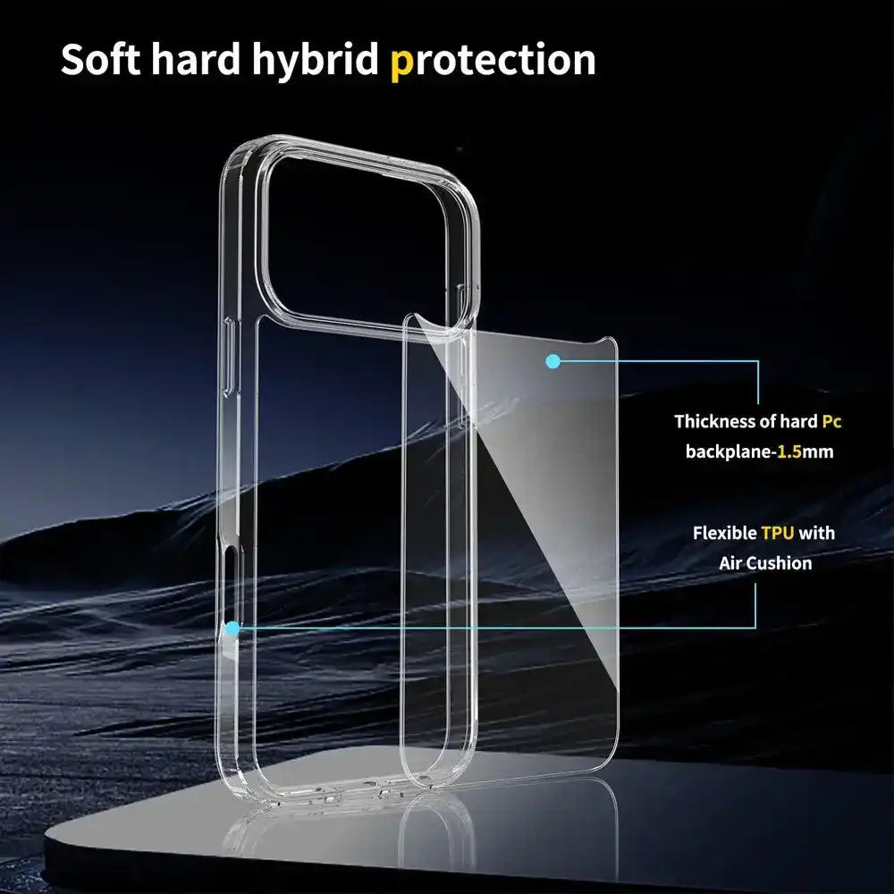 High Quality Acrylic + TPU Hybrid Transparent Case Cover for iPhone 17 Pro Redefine