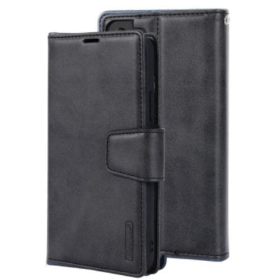 Hanman 2 in 1 Detachable Magnetic Flip Leather Wallet Cover Case for Samsung Galaxy S25 Plus-Black