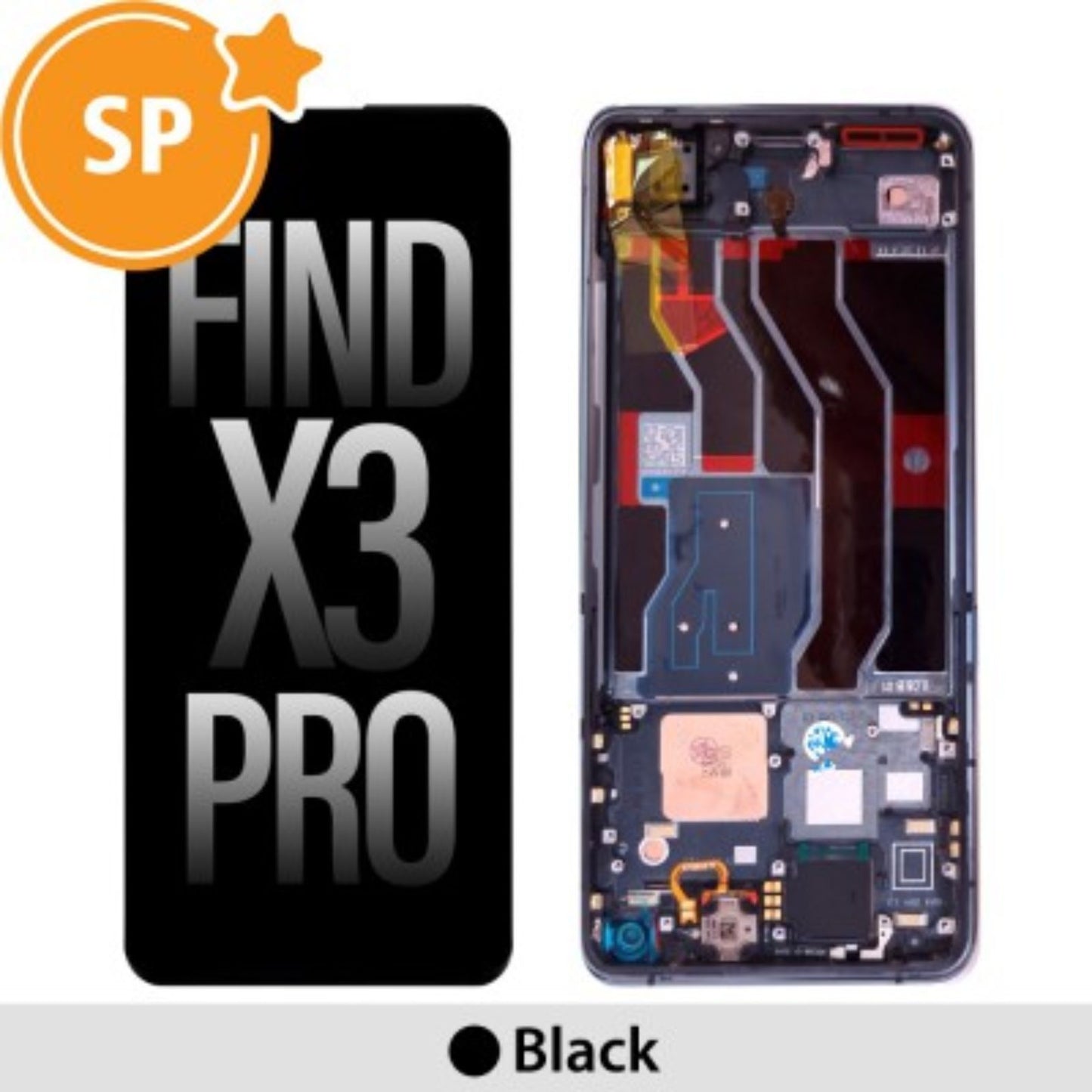 (Service Pack) LCD Screen Repair for OPPO Find X3 Pro 4906614 with Frame -Black