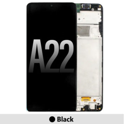 Samsung Galaxy A22 4G A225F REFURB OLED Screen Replacement Digitizer with Frame-Black