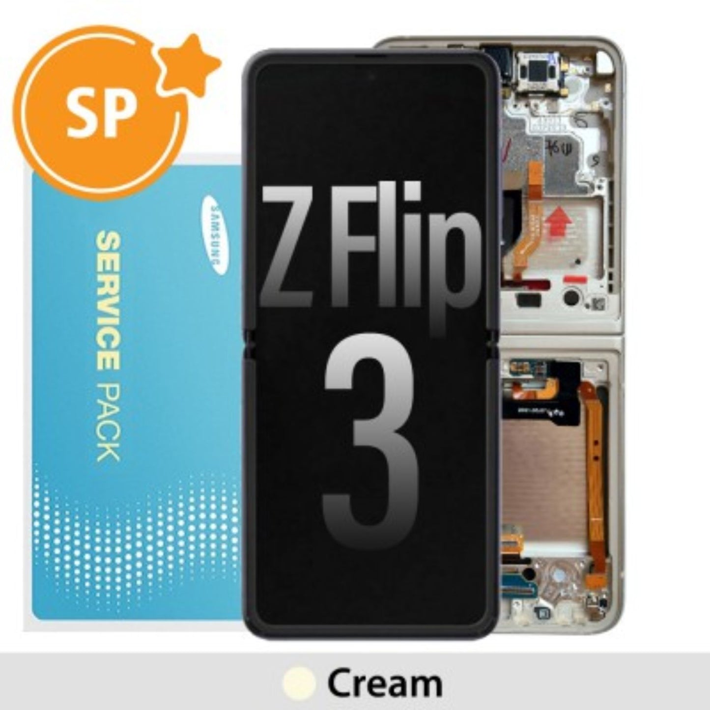 Samsung Galaxy Z Flip 3 5G Screen Digitizer Without Battery No Camear GH82-27243B (Service Pack)-Cream