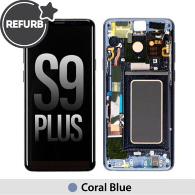 (Refurbished) LCD Screen Repair for Samsung Galaxy S9 Plus G965F with Frame -Coral Blue REFURB - OEM Refurbished