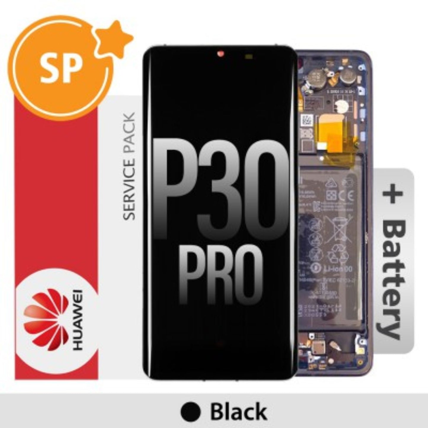 (Service Pack) LCD Screen Repair for Huawei P30 Pro with Battery 02352PBT -Black