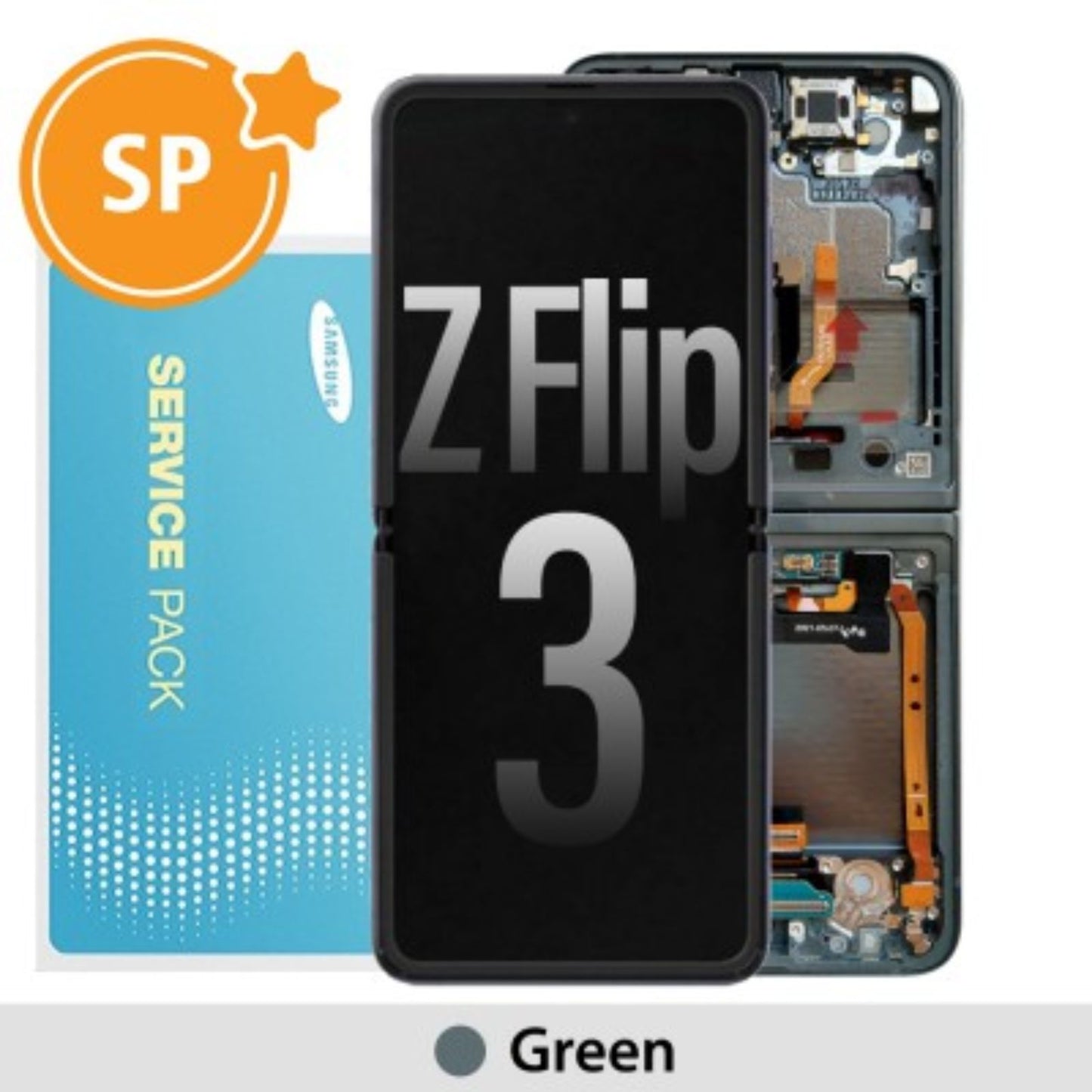 Samsung Galaxy Z Flip 3 5G Screen Digitizer Without Battery No Camear GH82-27243C (Service Pack)-Green