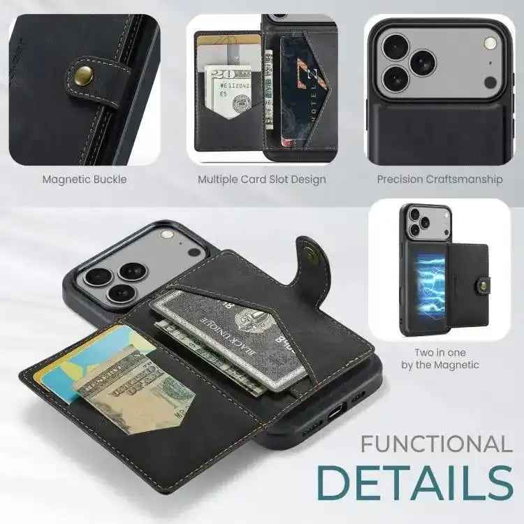 JEEHOOD J01 Retro Magnetic Detachable Wallet Phone Case