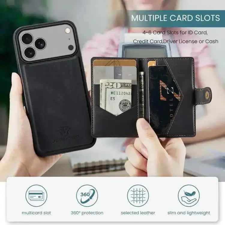 JEEHOOD J01 Retro Magnetic Detachable Wallet Phone Case