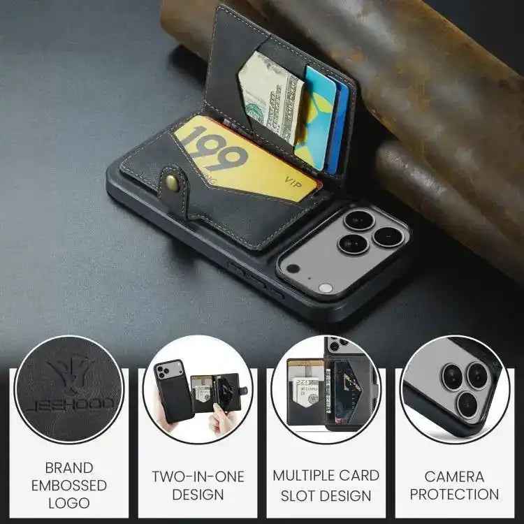 JEEHOOD J01 Retro Magnetic Detachable Wallet Phone Case