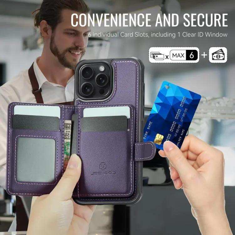 JEEHOOD J09 Buckle Card Bag MagSafe Magnetic Style RFID Leather Phone Case JEEHOOD