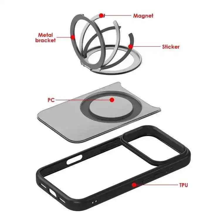 Kalebol Frosted MagSafe Holder Acrylic Hybrid TPU Phone Case