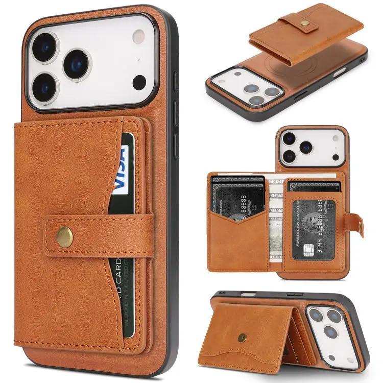 Kalebol Magnetic Button Card Bag MagSafe Ring Leather Phone Case Kalebol