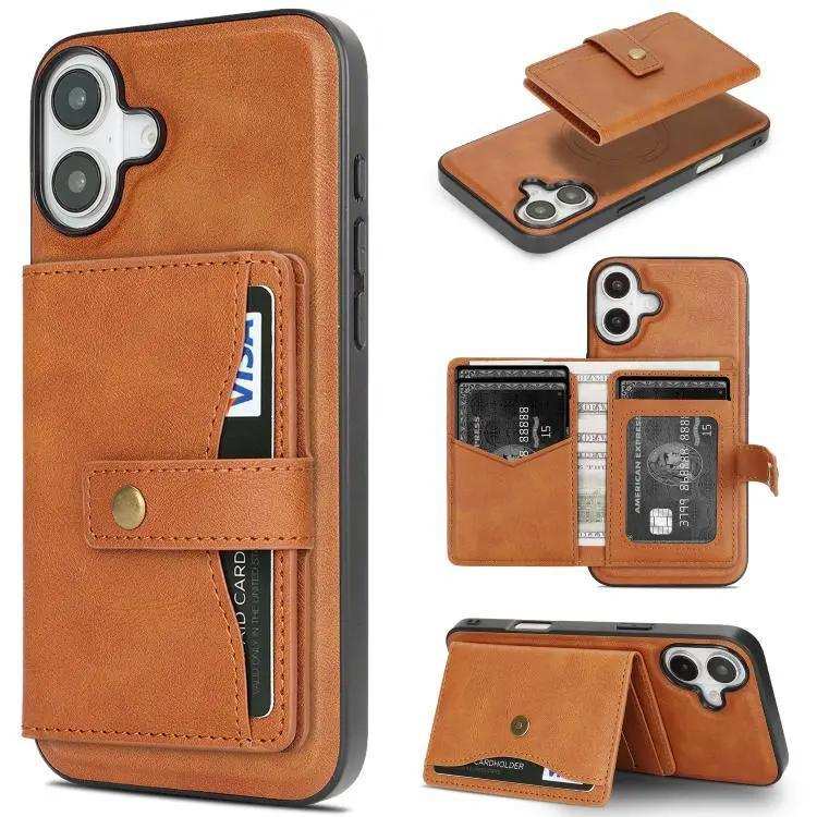 Kalebol Magnetic Button Card Bag MagSafe Ring Leather Phone Case Kalebol