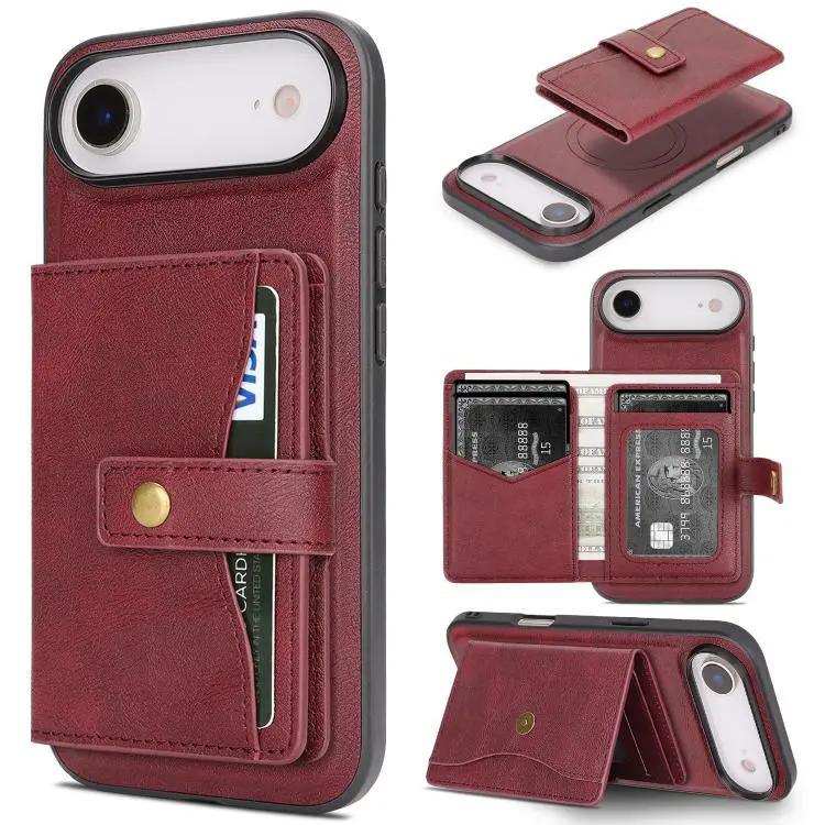 Kalebol Magnetic Button Card Bag MagSafe Ring Leather Phone Case Kalebol