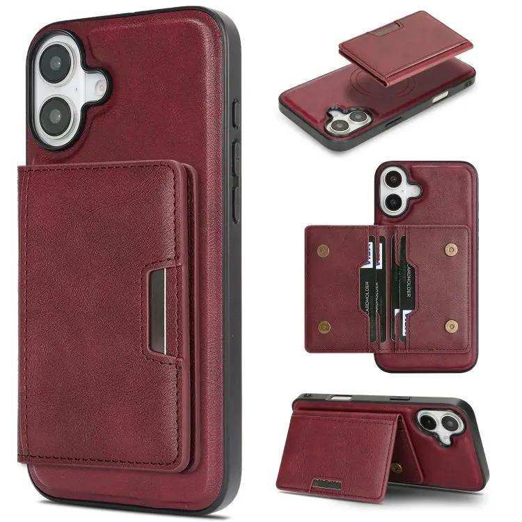 Kalebol Strong MagSafe Magnetic Two-Fold Card Bag Leather Phone Case Kalebol